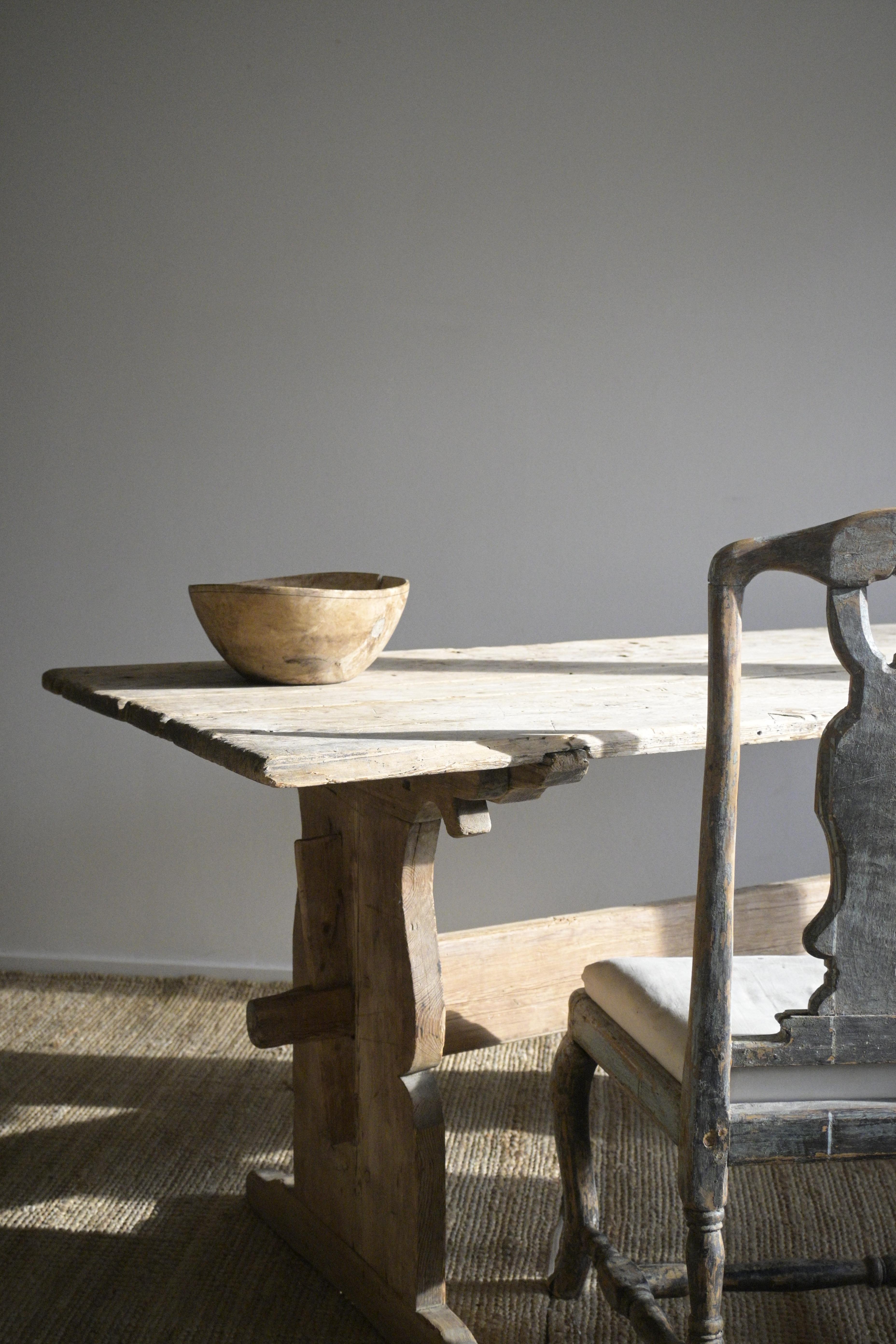 Hand-Crafted Swedish Trestle Table 1800 Century  For Sale