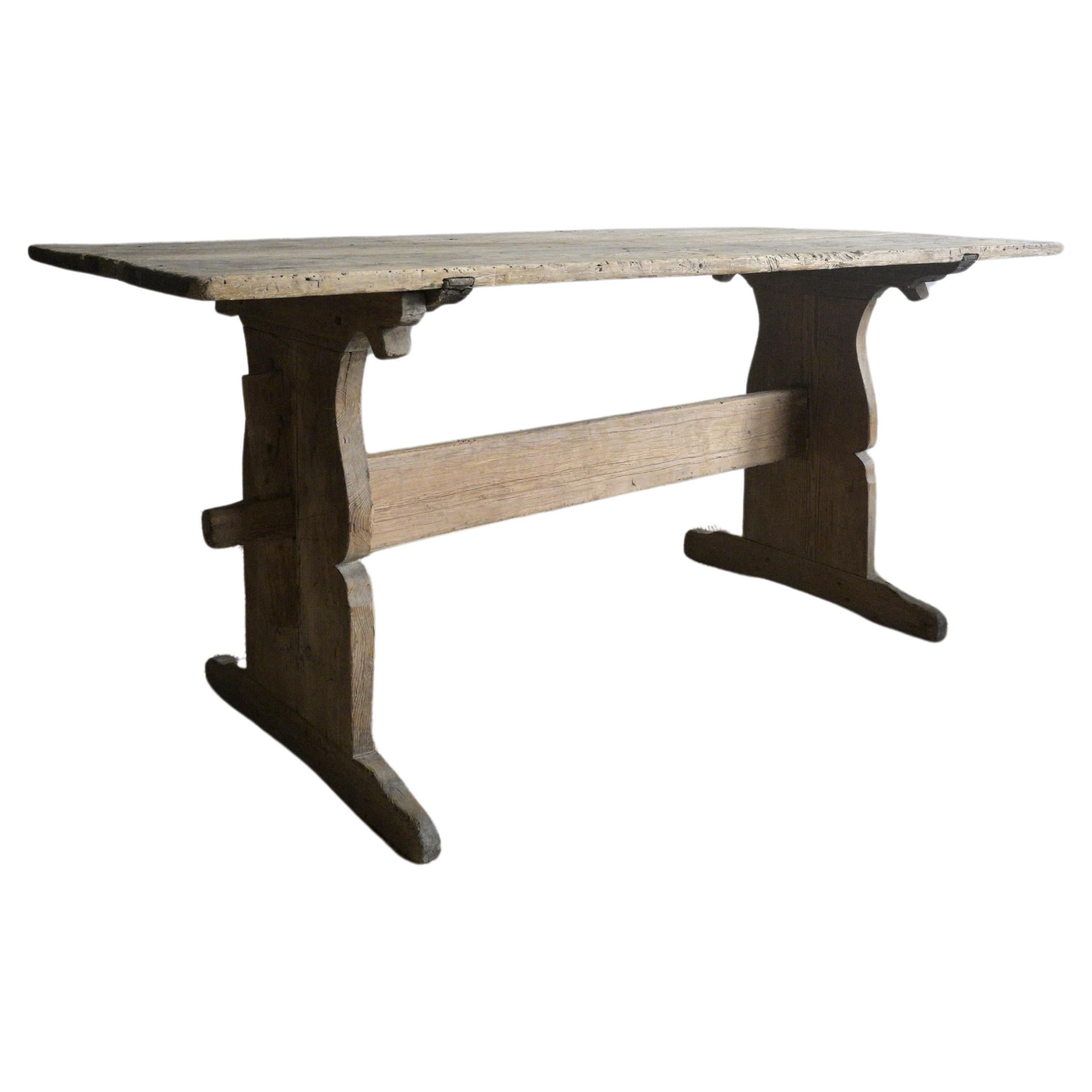 Antique Swedish Trestle Table 1800 Century 