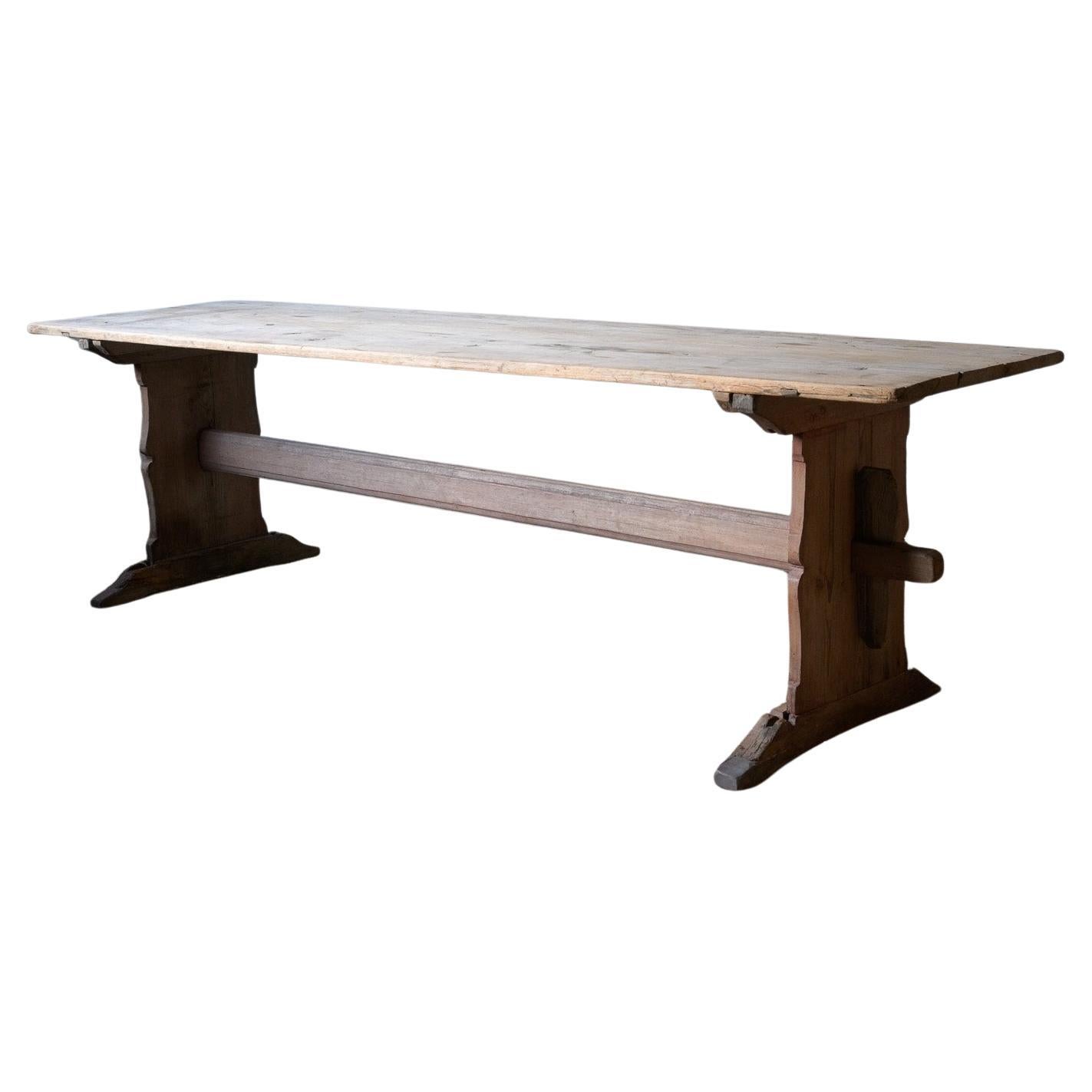 Swedish Trestle Table from Hälsingland, early 1800s For Sale