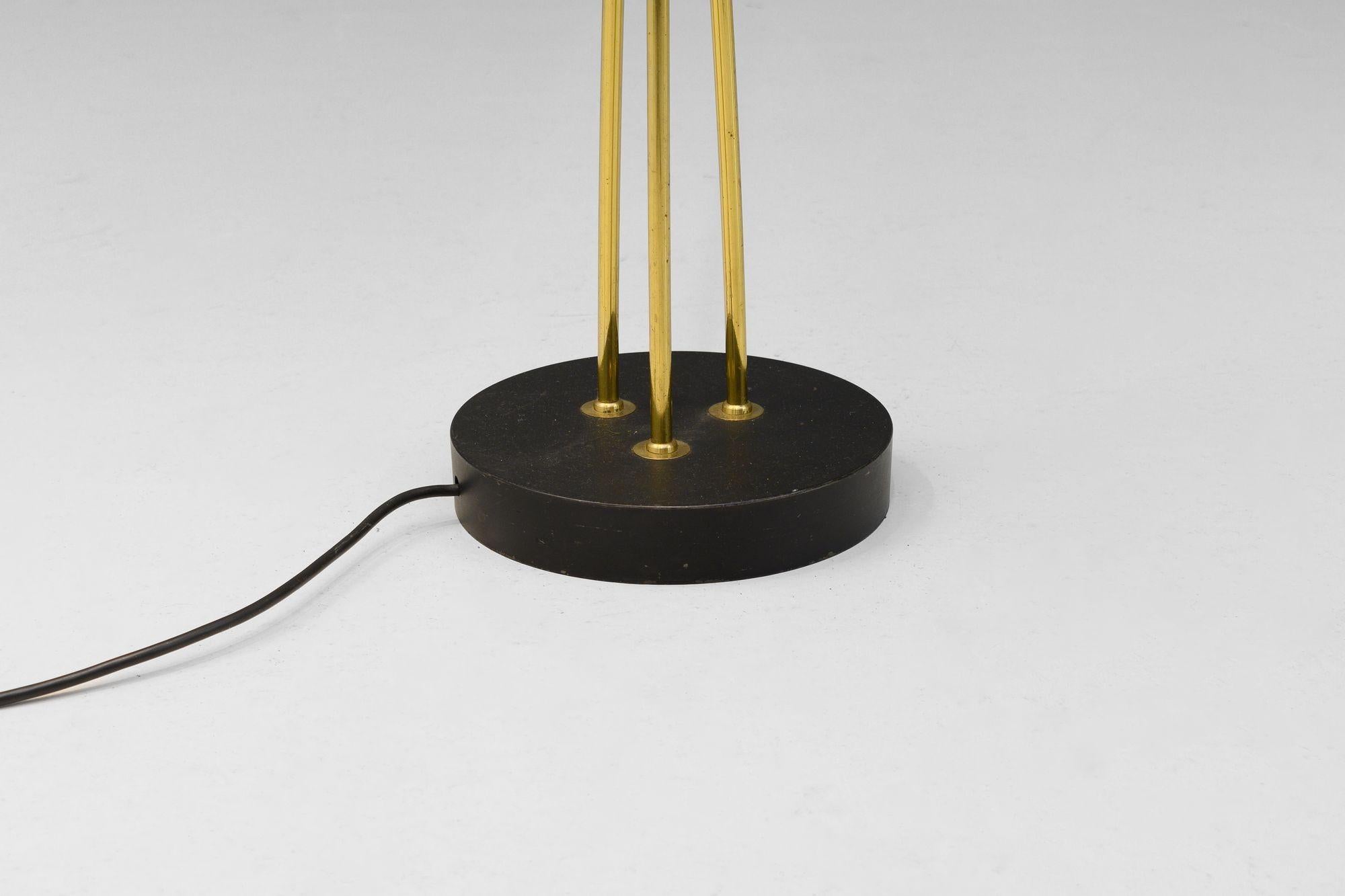 Brass Swedish Triple Stem Floor Lamp For Sale