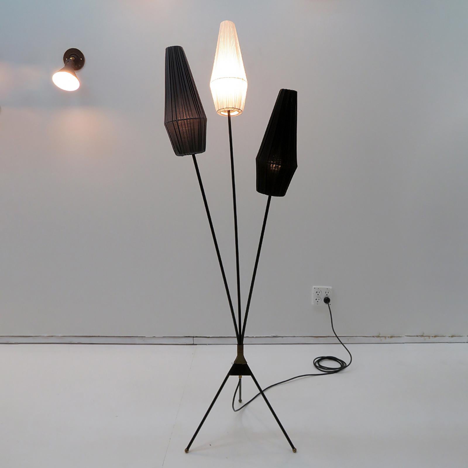 Metal Swedish Tripod Floor Lamp, 1950 For Sale