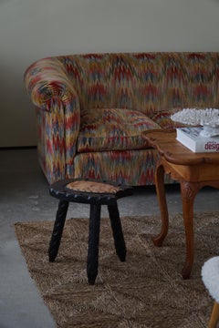 Swedish Tripod Stool in Pine & Cowhide, Wabi Sabi, 1950s