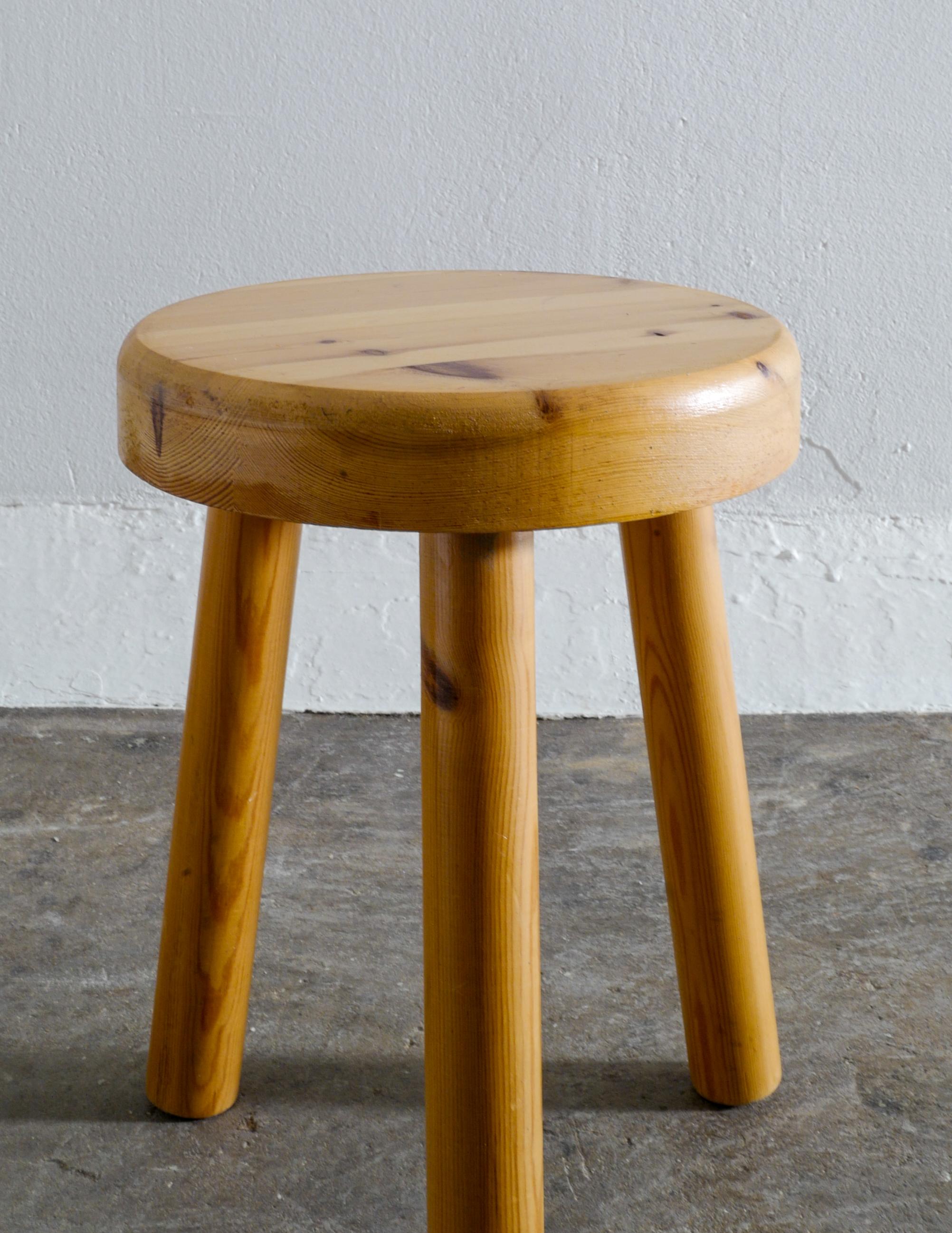 Late 20th Century Swedish Tripod Stool in Solid Pine, 1970s