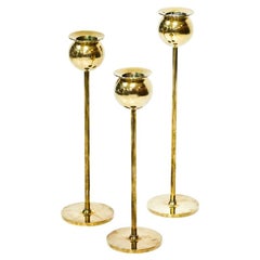 Swedish "Tulip" Brass Candleholders by Pierre Forssell for Skultuna