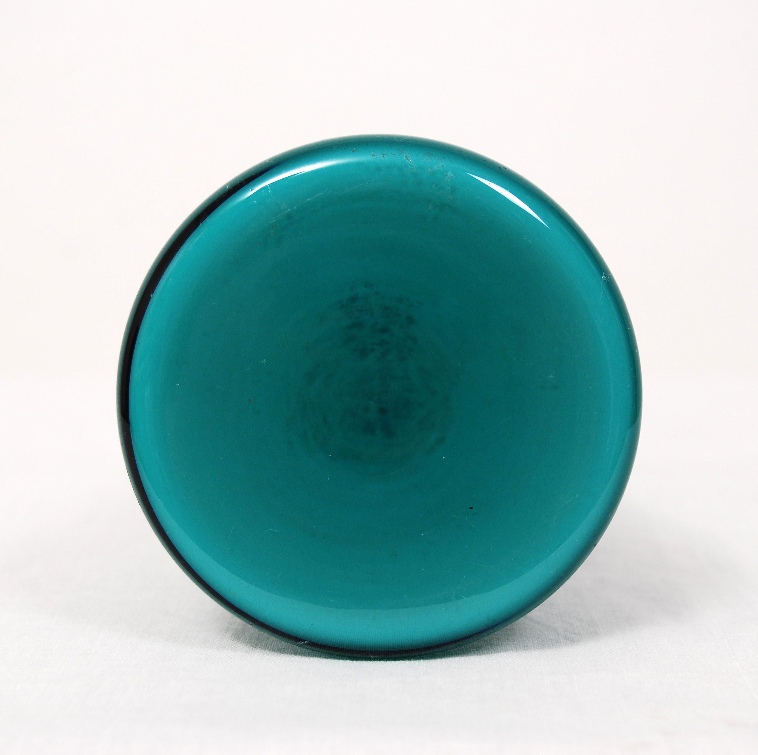Swedish Turquoise Glass Vase by Gunnar Ander for Elme Glasbruk, 1960s In Good Condition In Stockholm, SE