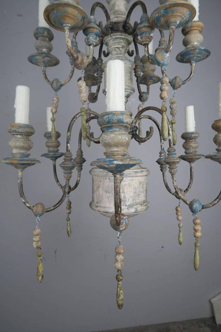 wood iron chandelier