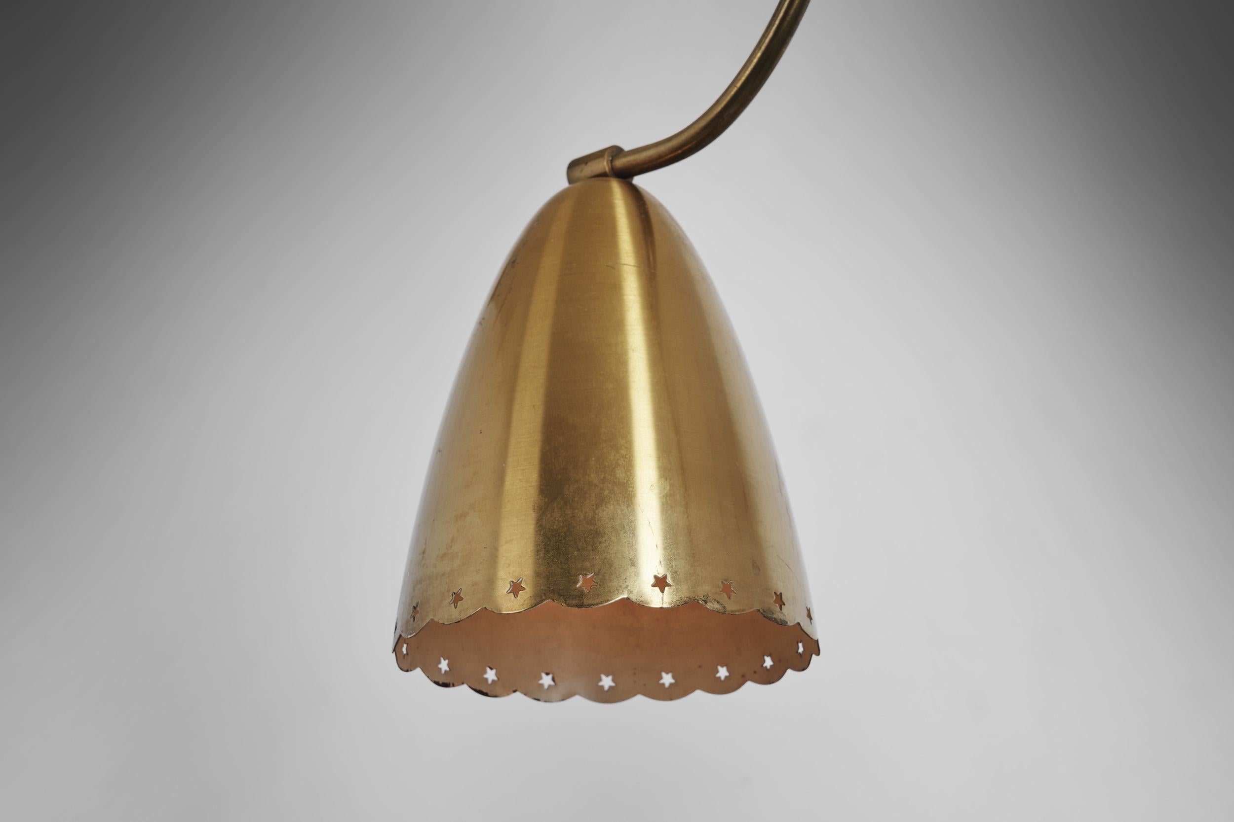 Swedish Two-Arm Ceiling Light with Star Decoration, Sweden, 1940s 7