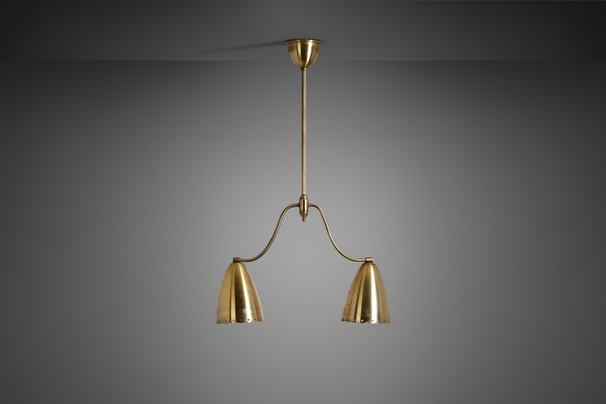 Swedish Two-Arm Ceiling Light with Star Decoration, Sweden, 1940s 1