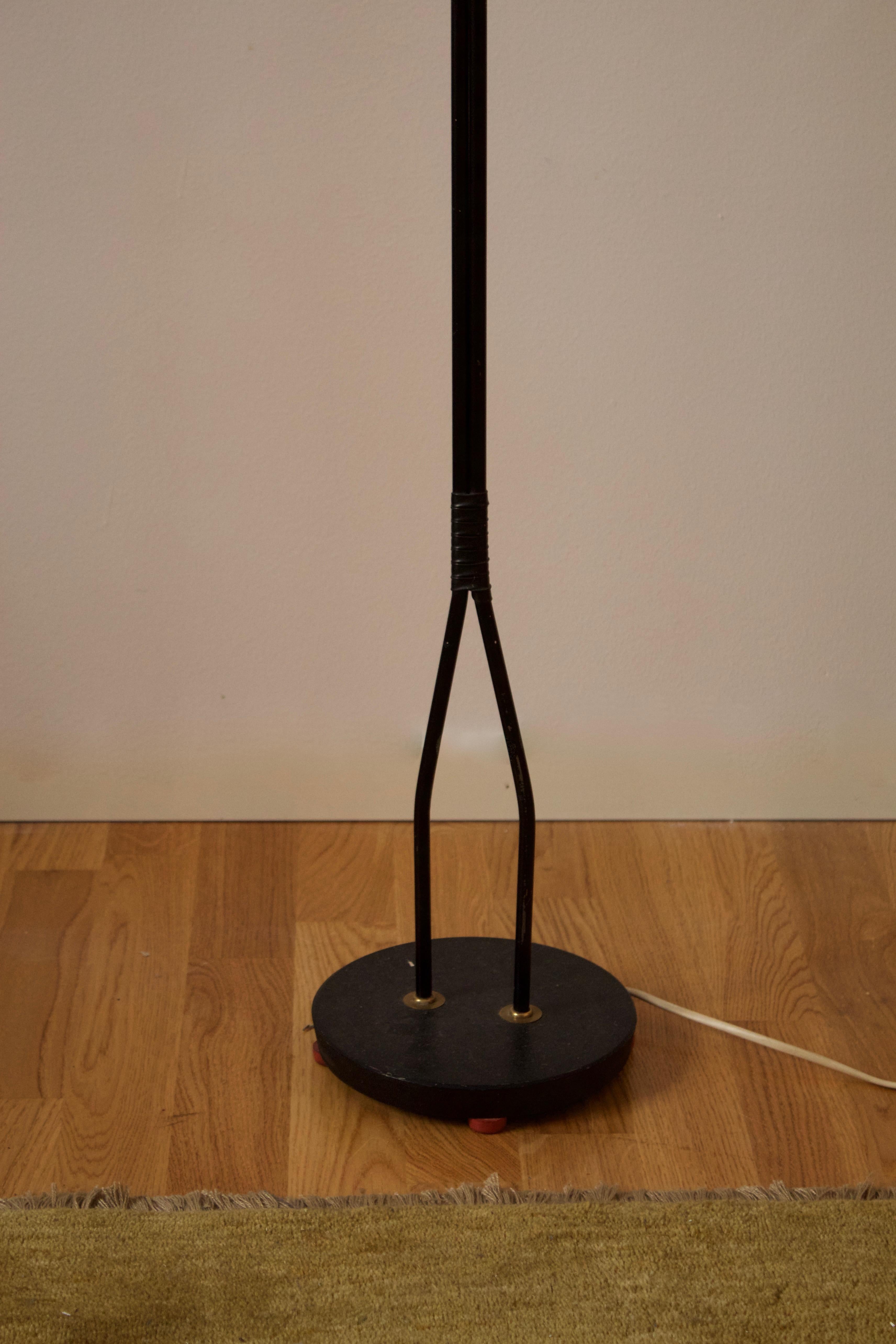 Mid-20th Century Swedish, Two-Armed Floor Lamp, Lacquered Metal, Acrylic, Sweden, 1950s