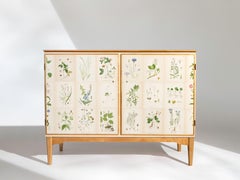 Swedish Two Door Cabinet with Nordens Flora Illustrations, 1950's