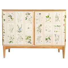 Swedish Two Door Cabinet with Nordens Flora Illustrations, 1950's