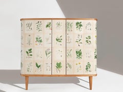 Armoire suédoise à deux portes avec illustrations d'I Franks Flora, style Josef Frank