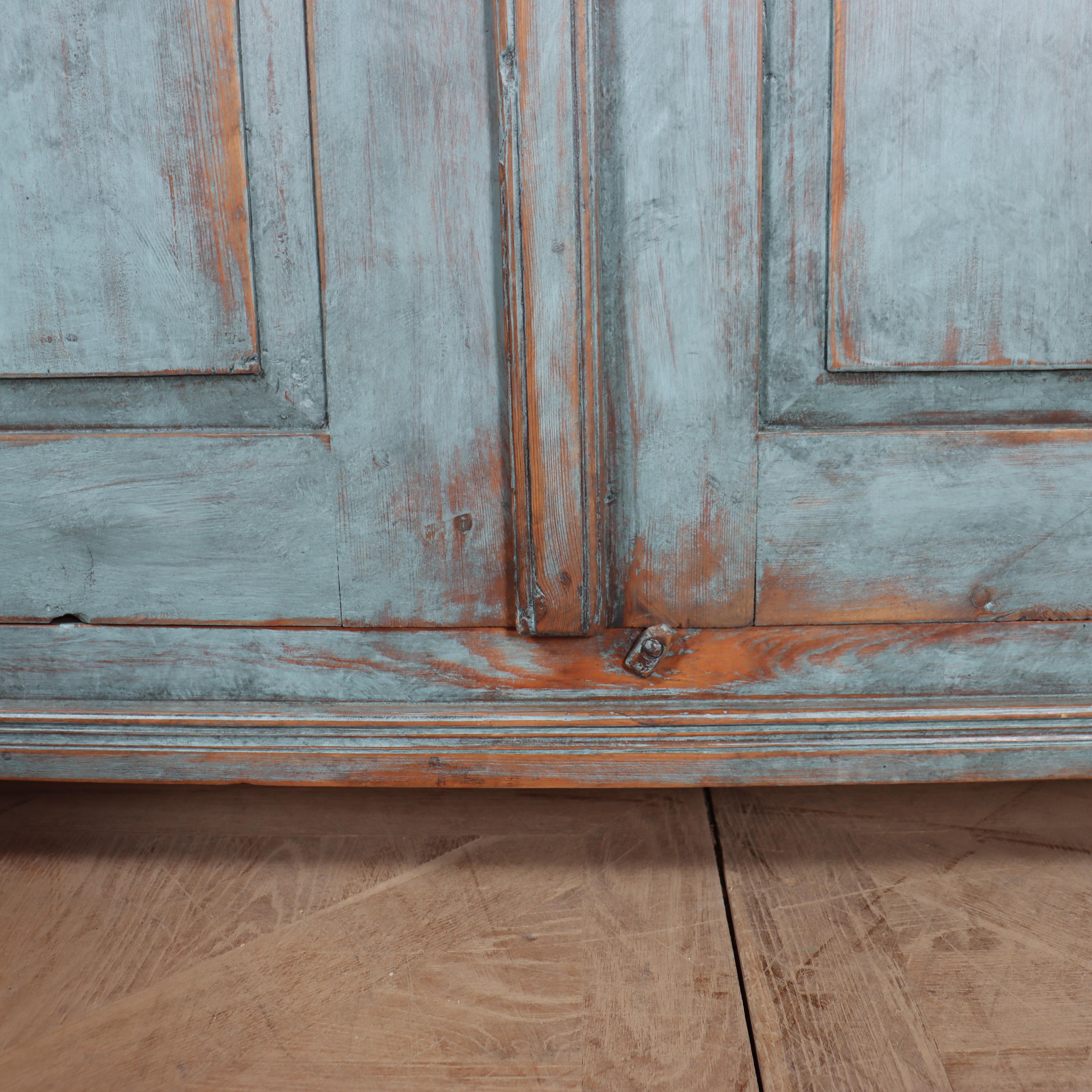 Pine Swedish Two Door Linen Cupboard For Sale