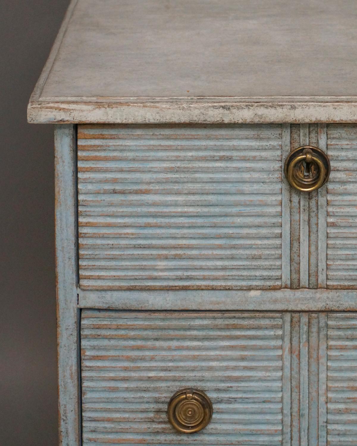 Gustavian Swedish Two over Two Chest in Blue Paint