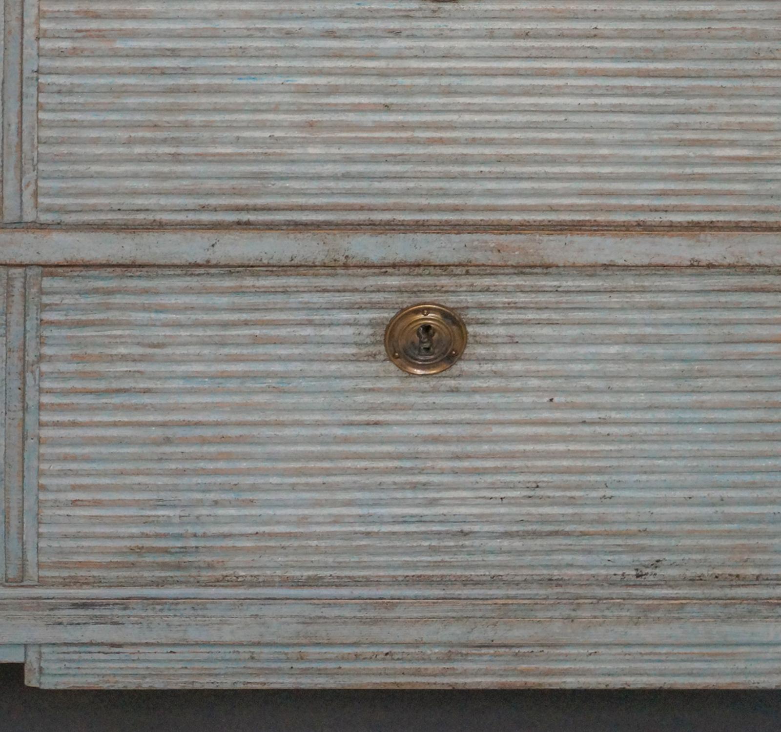 Swedish Two over Two Chest in Blue Paint In Good Condition In Great Barrington, MA