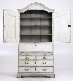 Swedish Two-Parts Bureau, with Original Guilt Bronze Hardware, circa 1750