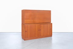 Swedish Two-Piece Teak Cabinet or Secretary Desk by Børge Mogensen