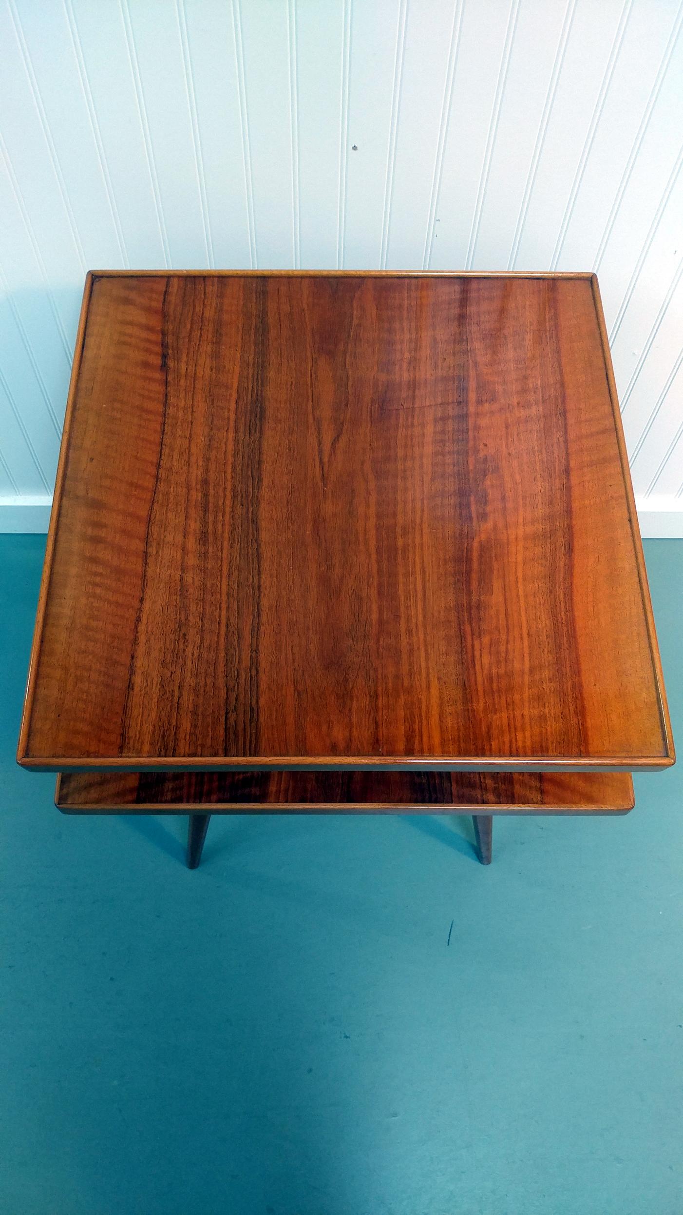 Mid-Century Modern Swedish Two-Tiered Occasional Table by J.O. Carlssons, Offered by La Porte For Sale