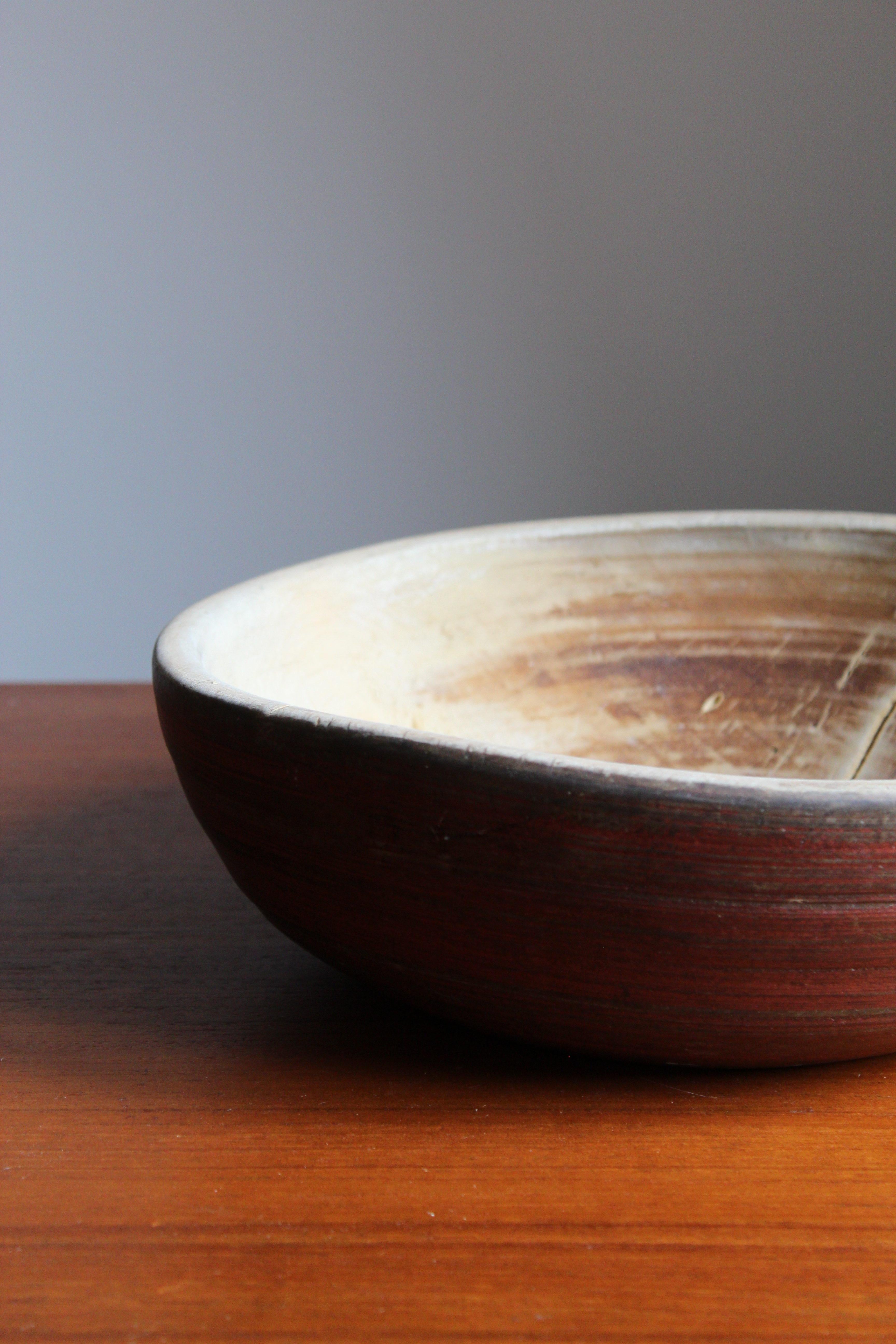 Swedish, Unique Bowl, Wood, Paint, Sweden, 19th Century In Fair Condition In High Point, NC