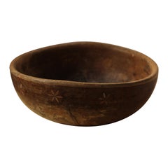 Swedish, Unique Organic Bowl, Painted Wood, Sweden, 19th Century