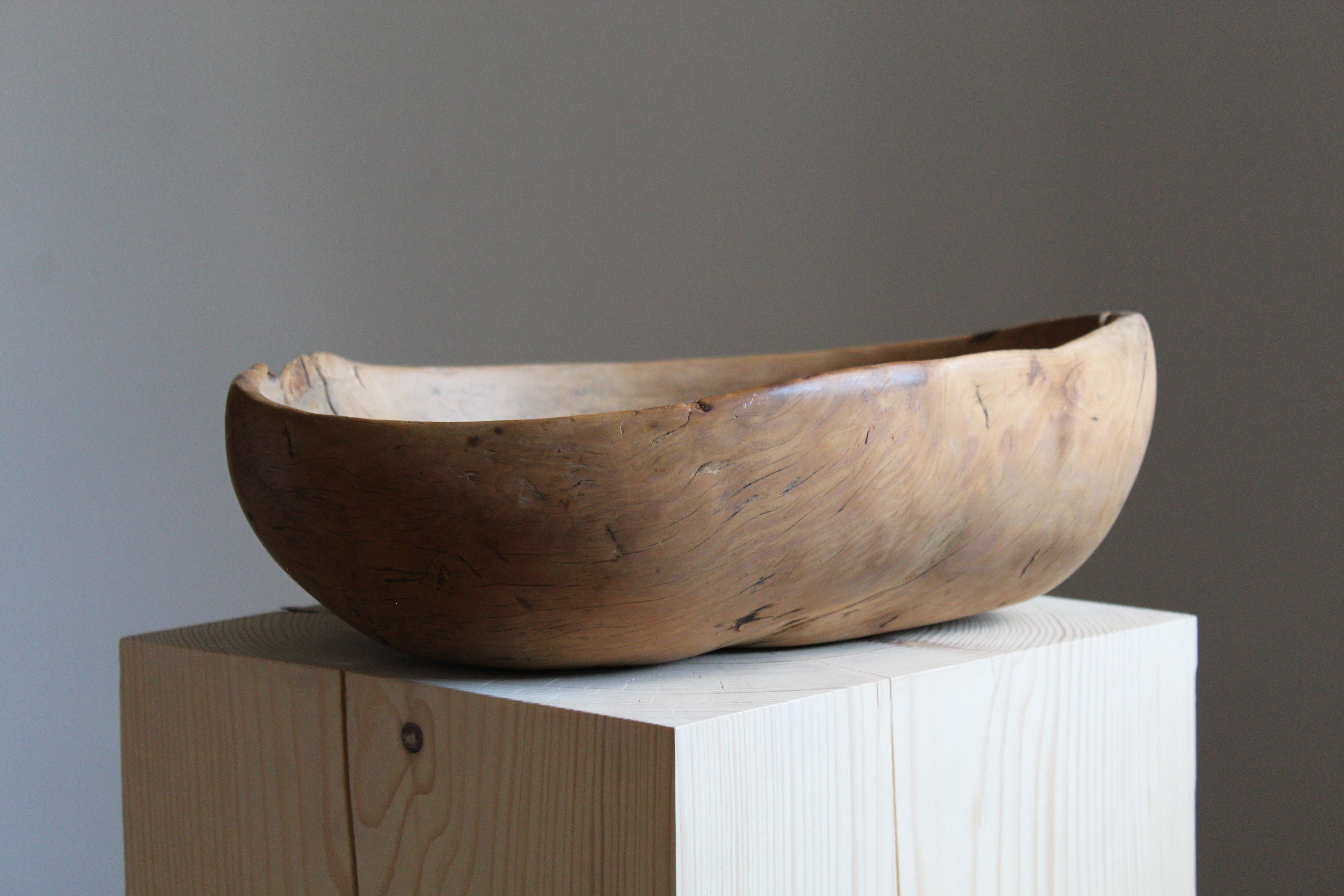 Swedish, Unique Organic Sizable Bowl, Wood, Sweden, 18th Century In Fair Condition In High Point, NC