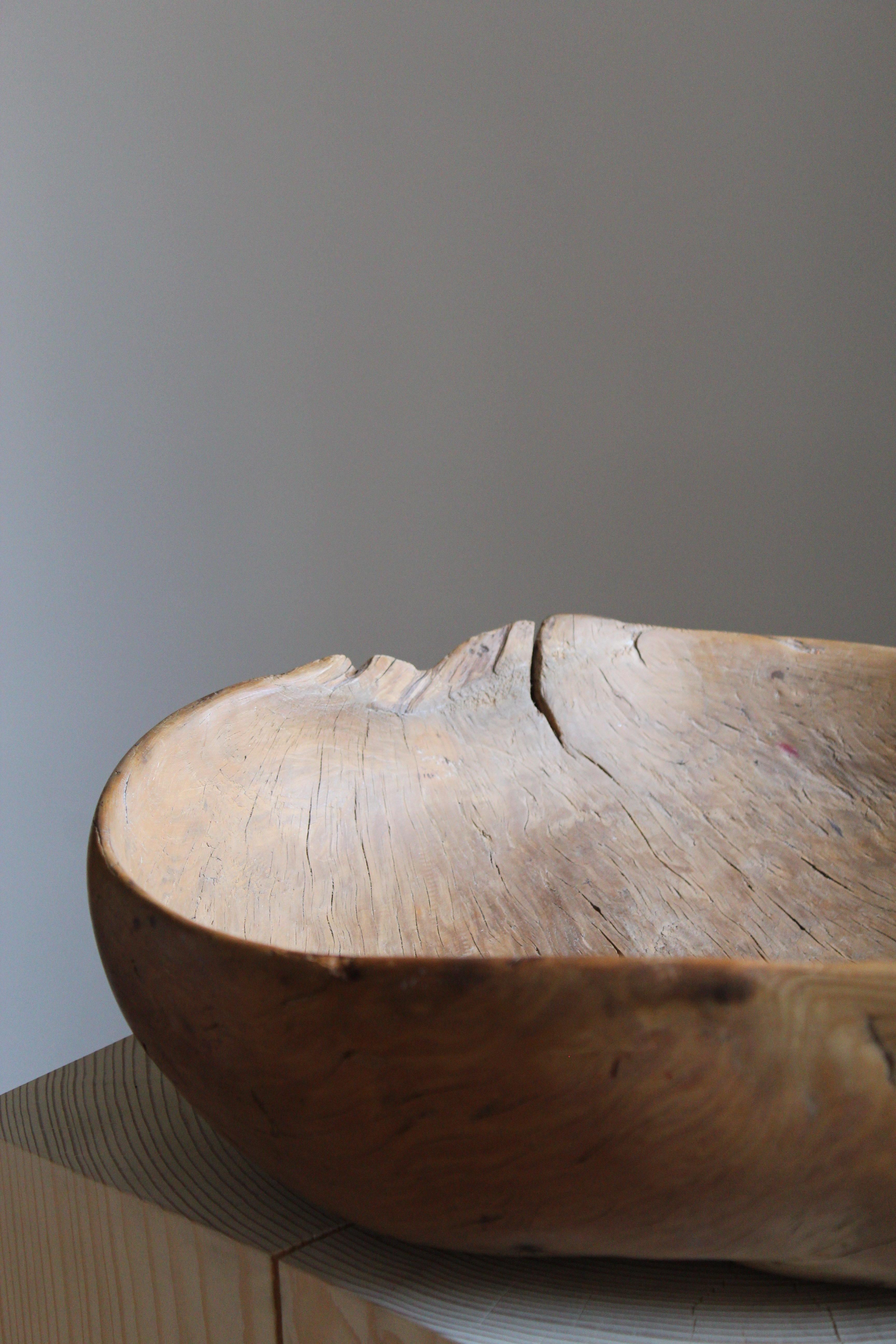 18th Century and Earlier Swedish, Unique Organic Sizable Bowl, Wood, Sweden, 18th Century