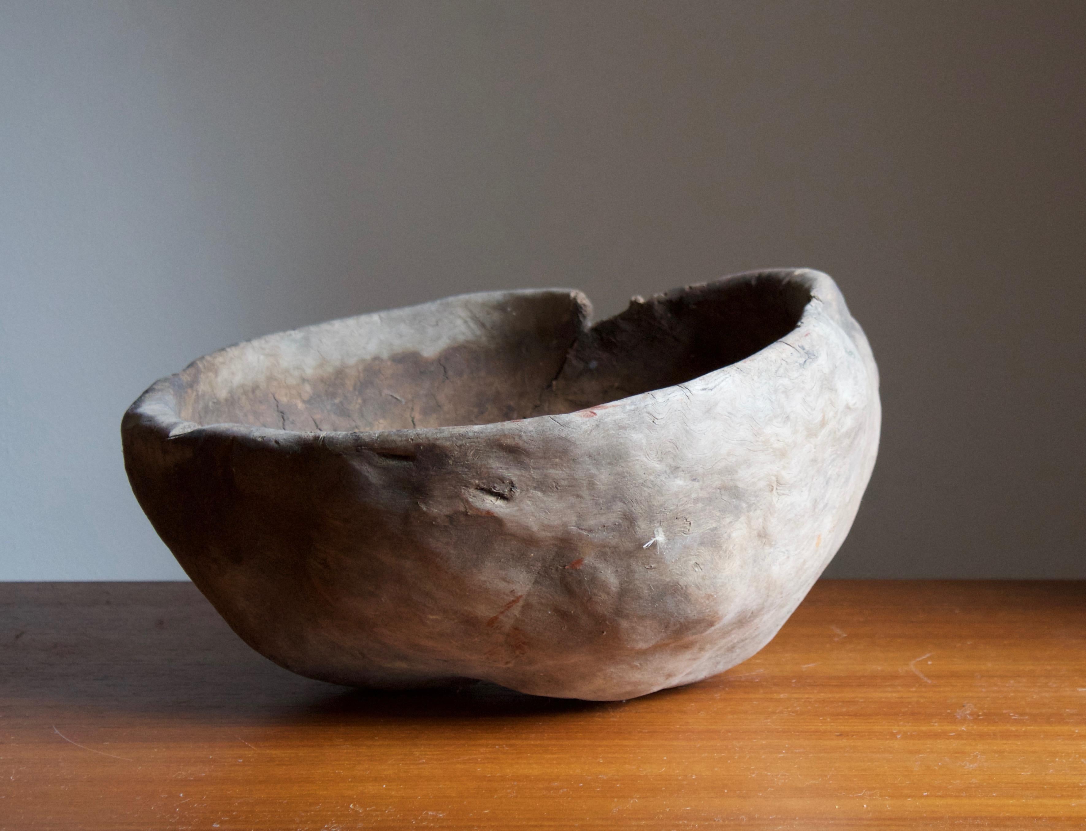 19th Century Swedish, Unique Sizable Organic Bowl, Wood, Sweden, 18th Century