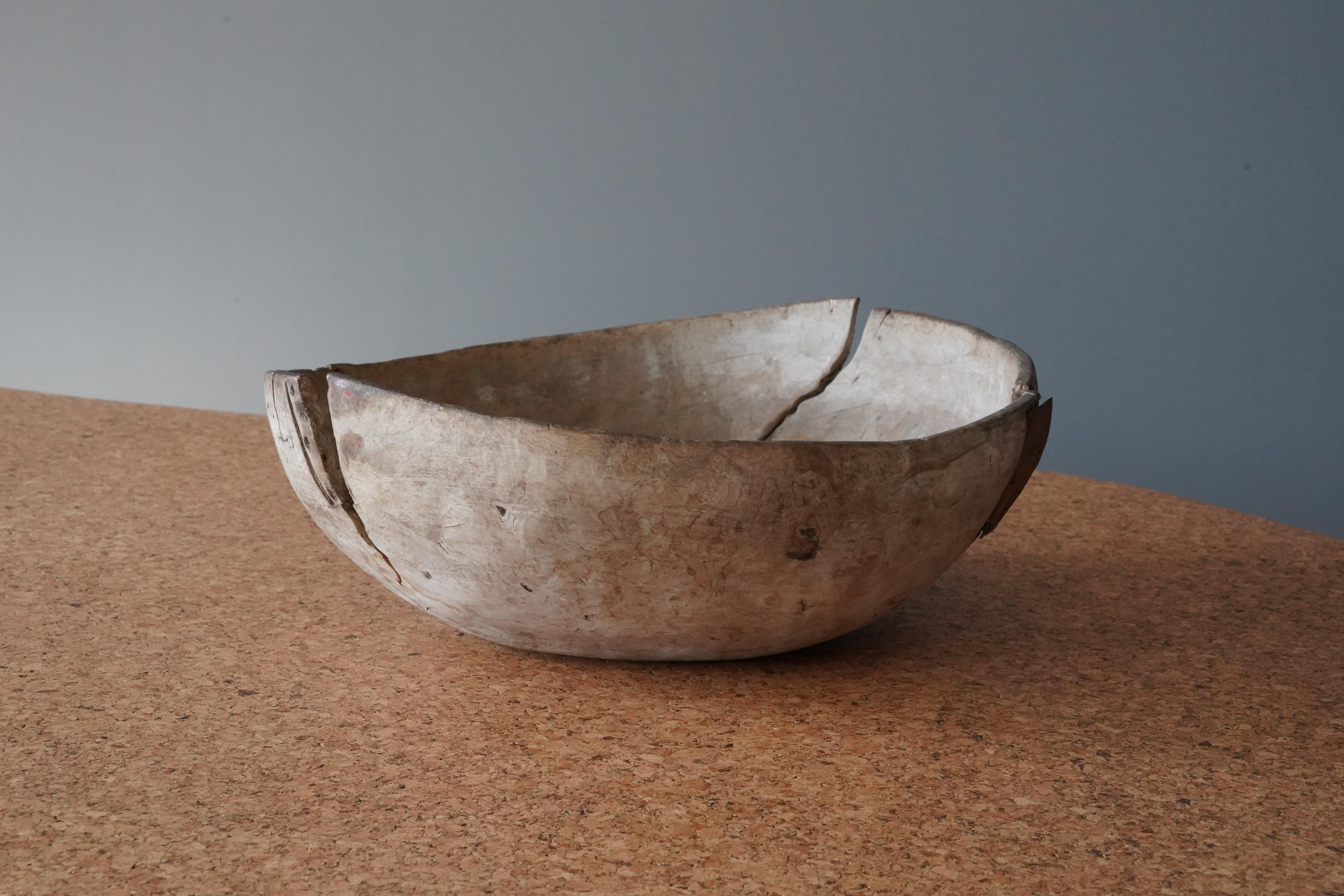 An antique Swedish folk craft bowl, 19th century. With repairs, executed early 20th century.

 