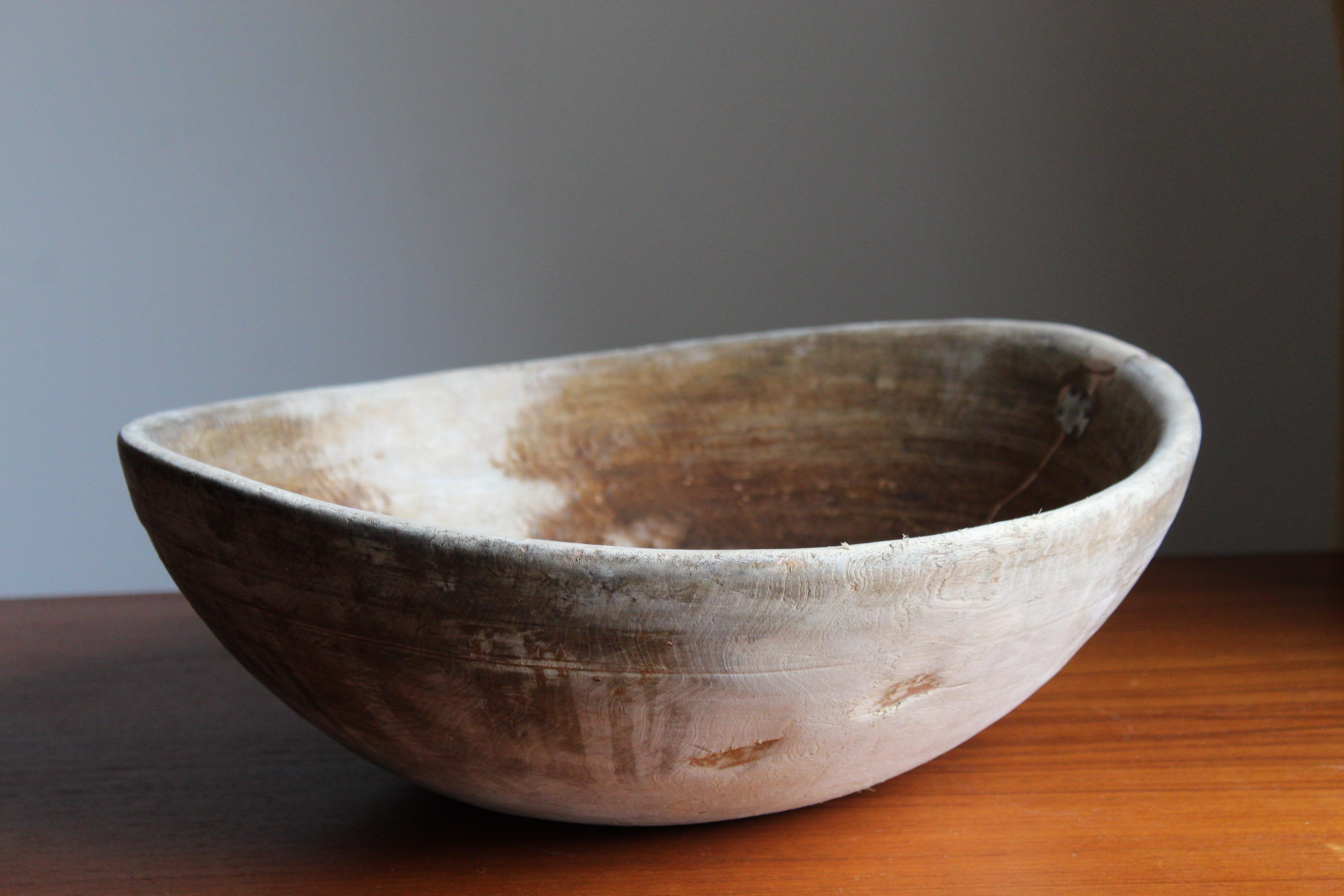 Swedish, Unique Sizable Organic Bowl, Wood, Sweden, 19th Century In Fair Condition In High Point, NC