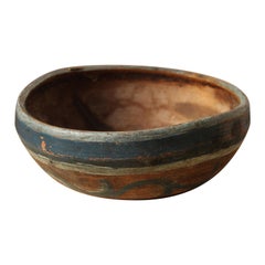 Swedish, Unique Small Organic Bowl, Painted Wood, Sweden, 19th Century