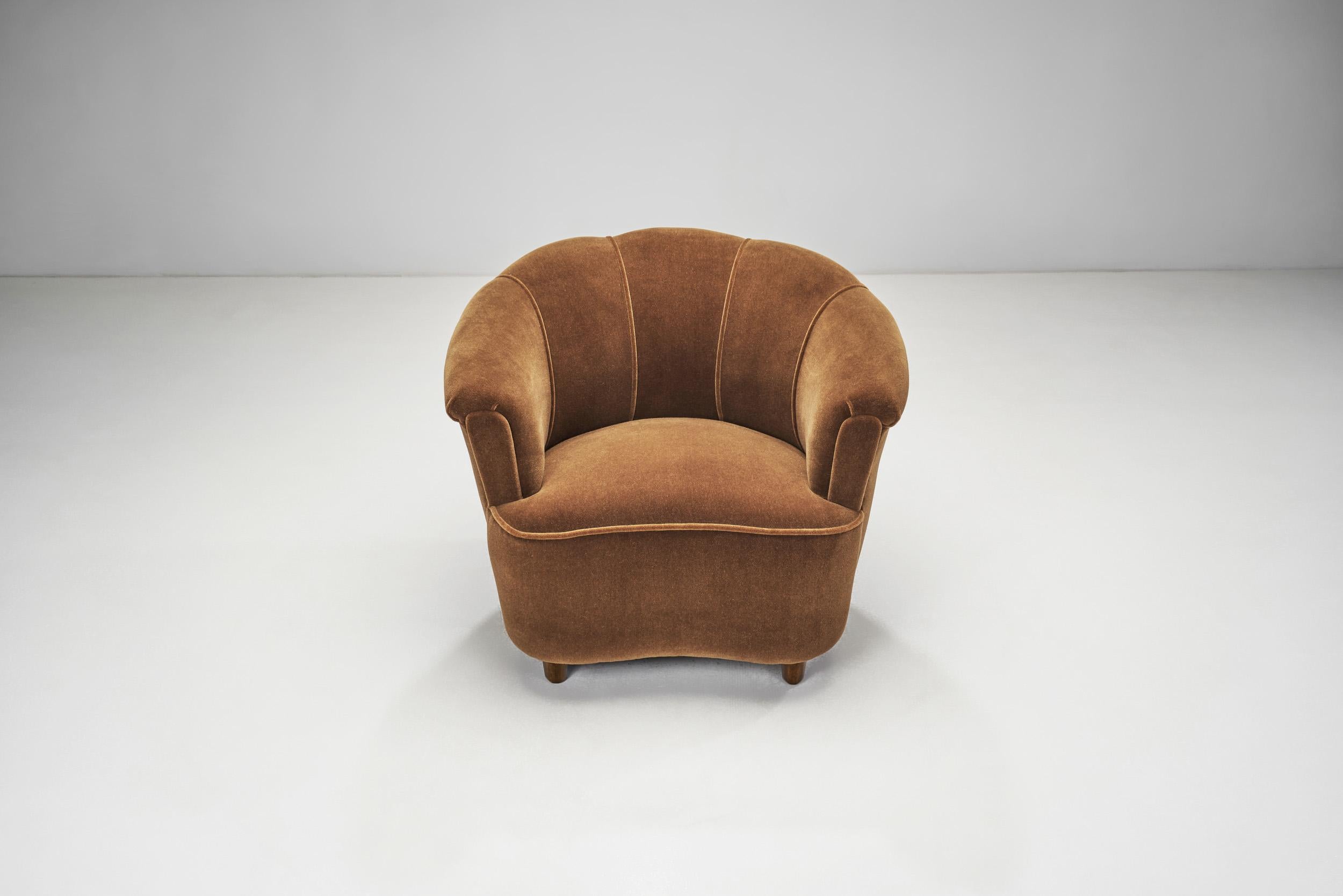 Fabric Swedish Upholstered Lounge Chairs, Sweden, 1940s