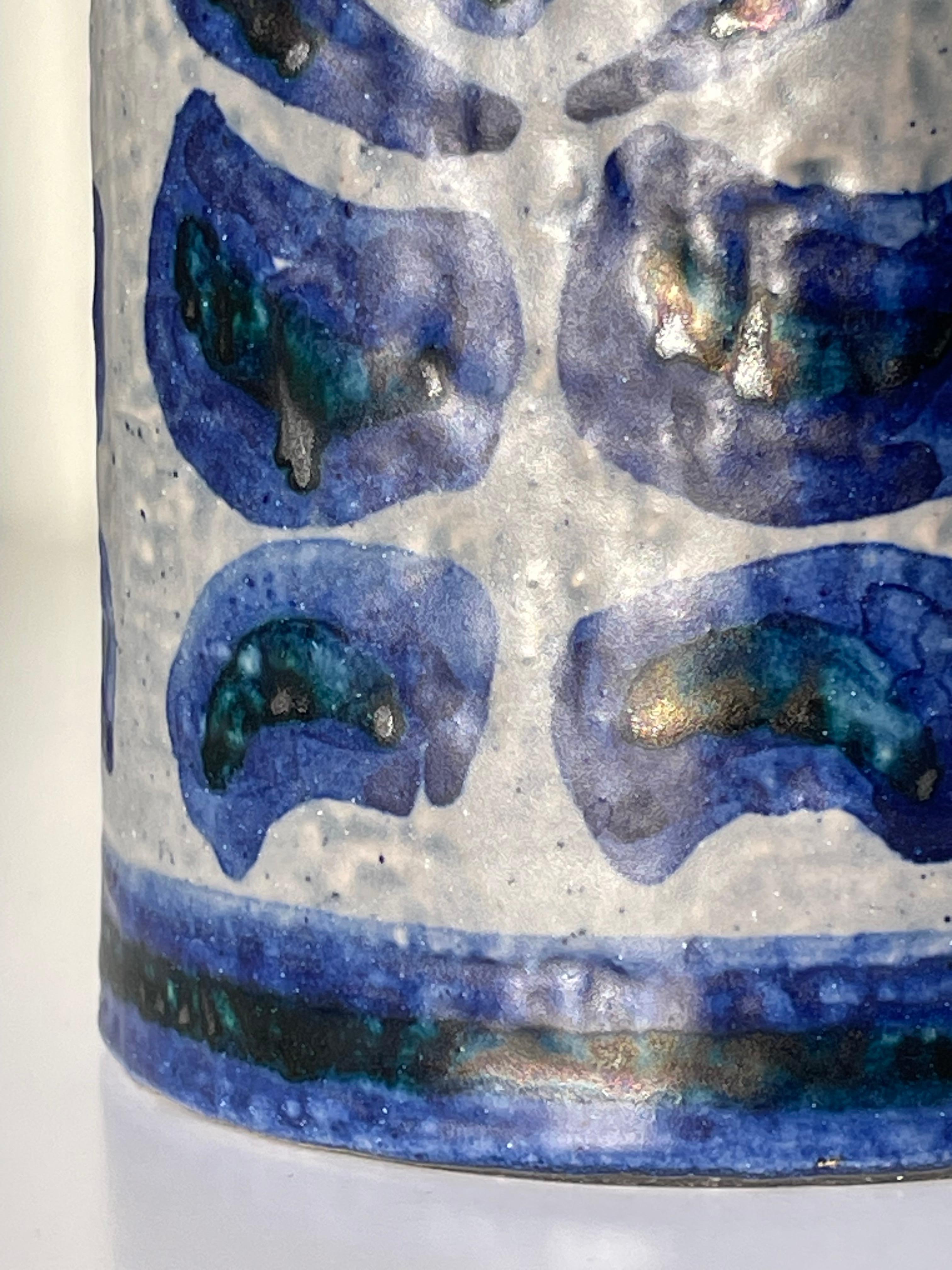 Upsala Ekeby Graphic Blue Decor Vase, Sweden, 1960s For Sale 7