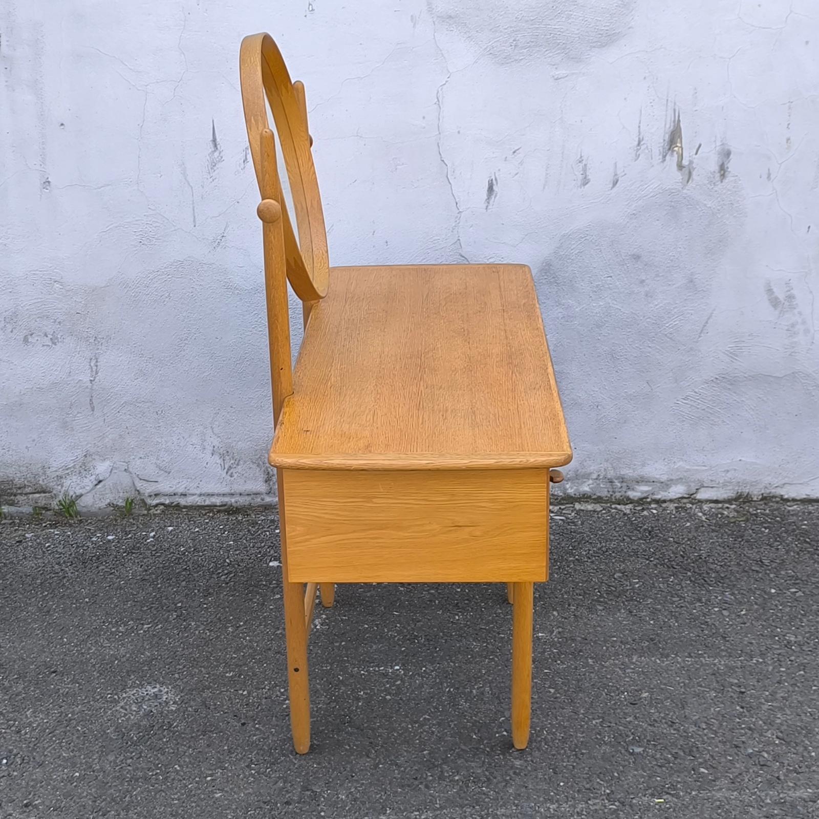 Mid-20th Century Swedish Vanity Table in Oak by Sven Engström & Gunnar Myrstrand Bodafors, 1960s For Sale