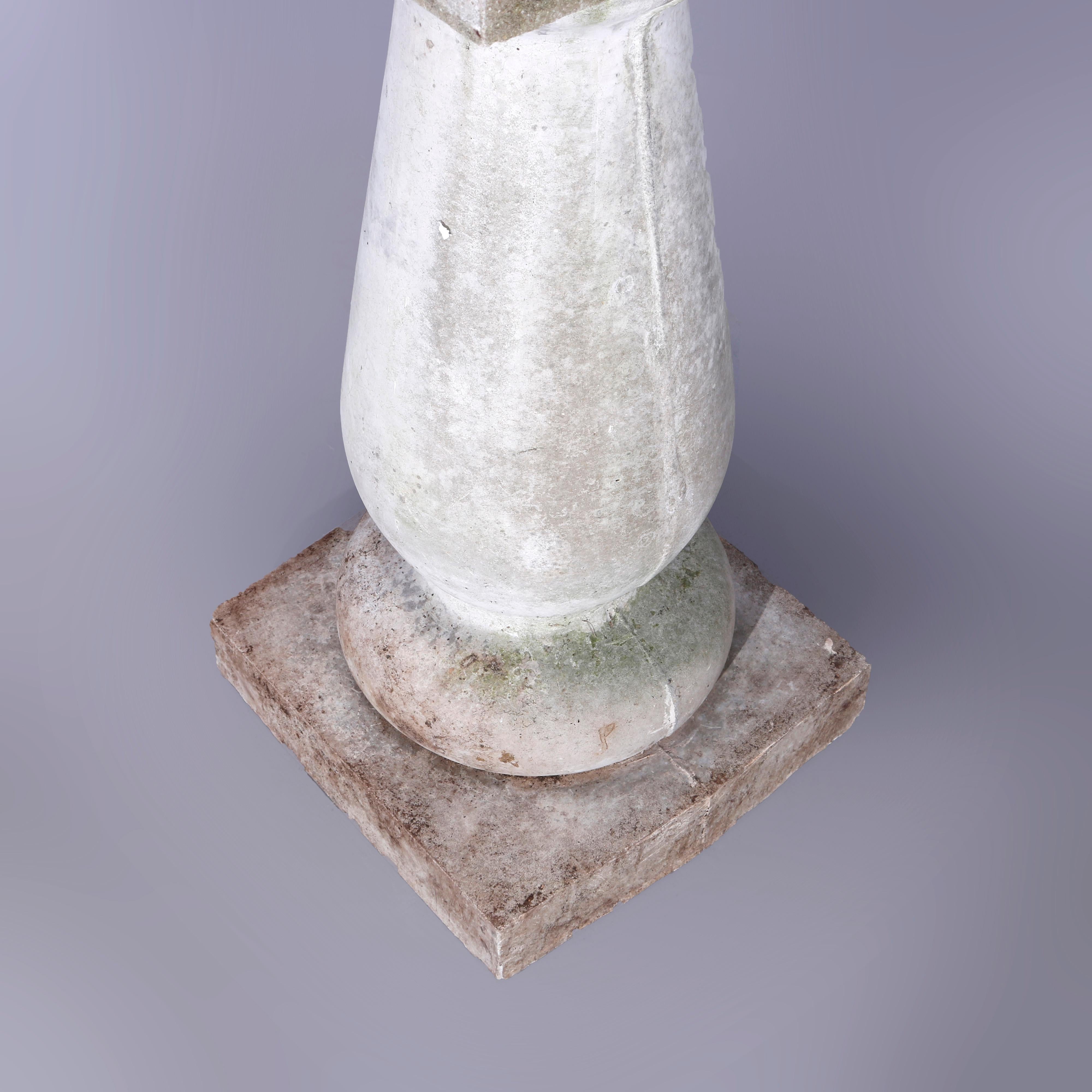 Swedish Verdigris Astrology Garden Armillary & Hard Stone Pedestal, 20th C 7