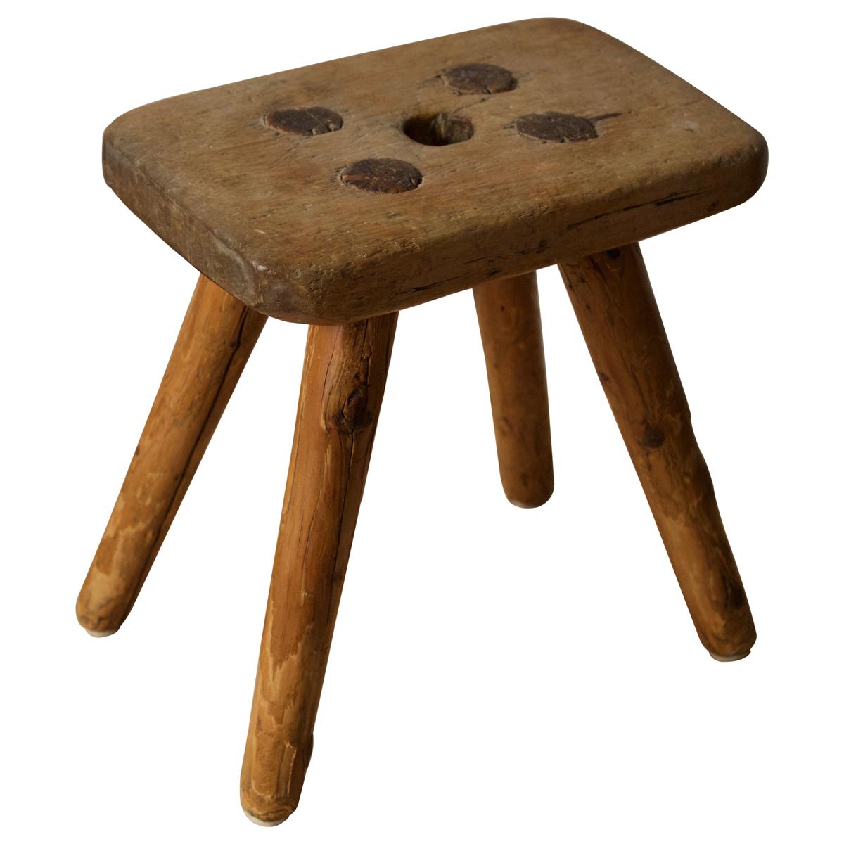 Swedish, Very Small Milking Stool, Wood, Sweden, c. 1900