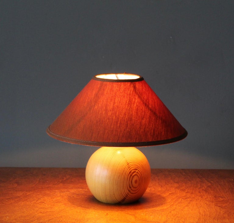 Swedish, Very Small Table Lamp, Solid Pine, Fabric, Sweden, c. 1970s at ...
