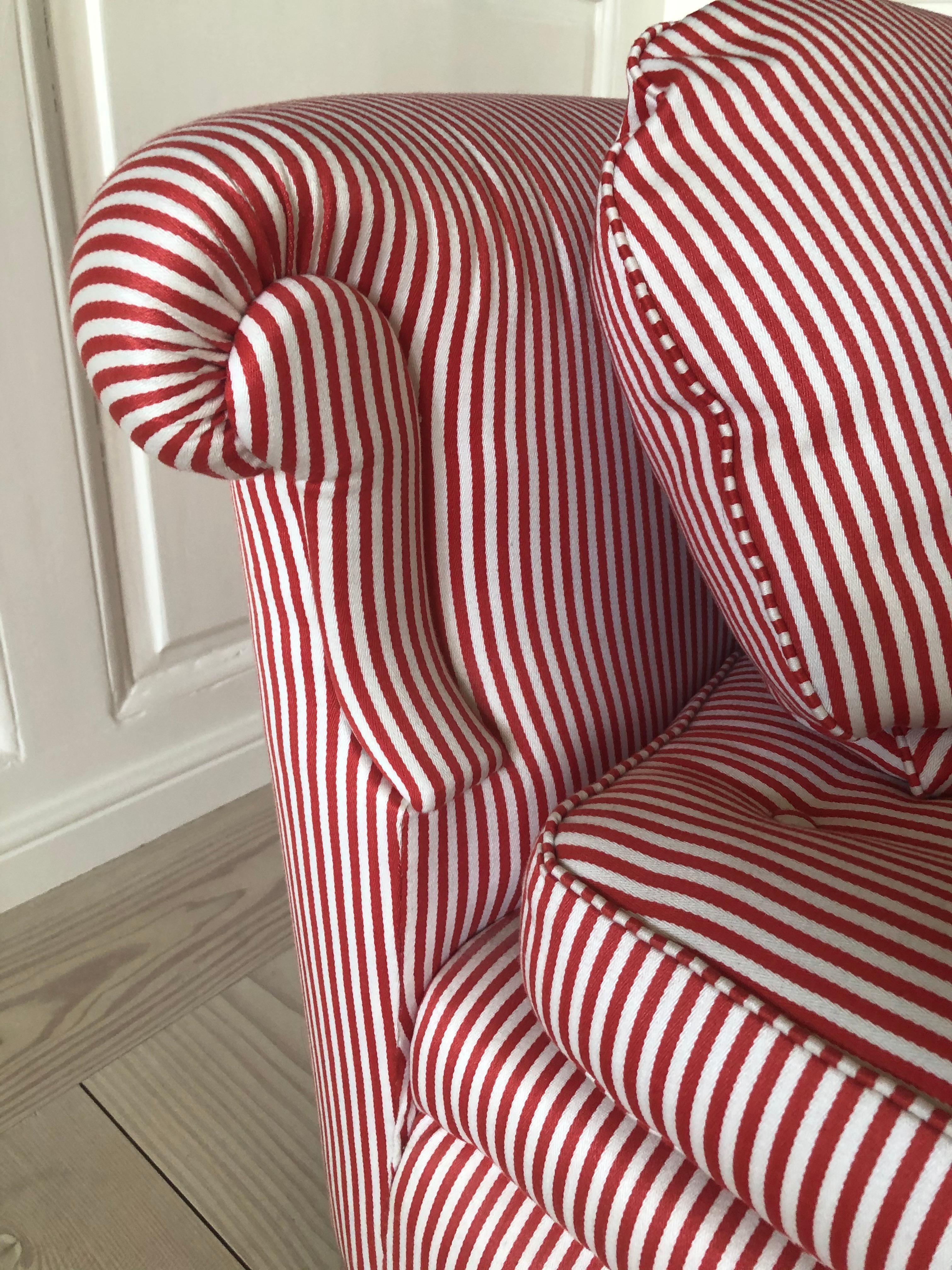 Swedish Vintage 1930s Josef Frank Daybed In Red And White Striped Textile In Good Condition In Copenhagen K, DK