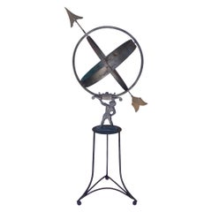 Vintage 1940s Copper and Metal Armillary Sculpture Architectural La Jolla Estate