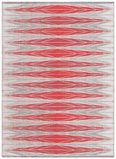 Swedish Vintage Beige With Brick Red Flatweave Carpet Double Sided