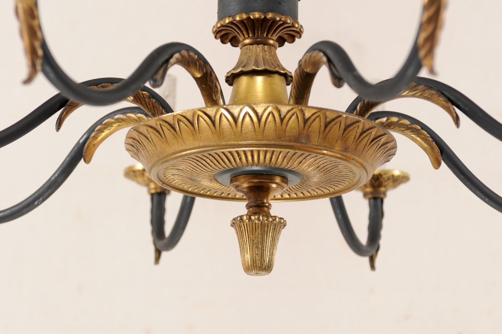 20th Century Swedish Vintage Black and Gold Neoclassical Style Chandelier