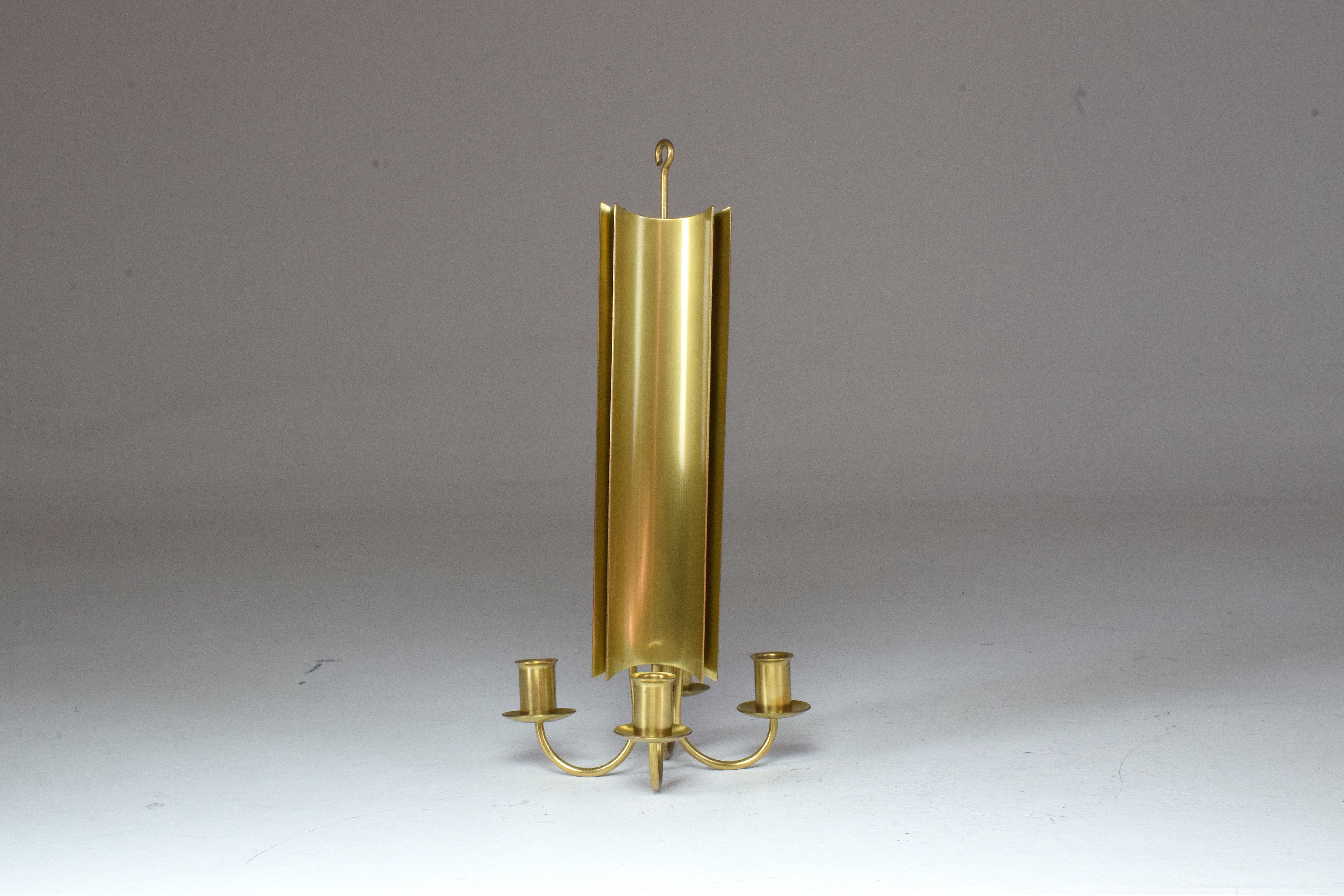 A 20th century vintage Scandinavian candelabra or candleholder by Pierre Forssell for Skultana in solid gold brass with four arms and designed with a holder. A unique decorative piece. Made in Sweden, circa 1960s.

About us: 
Spirit Gallery presents