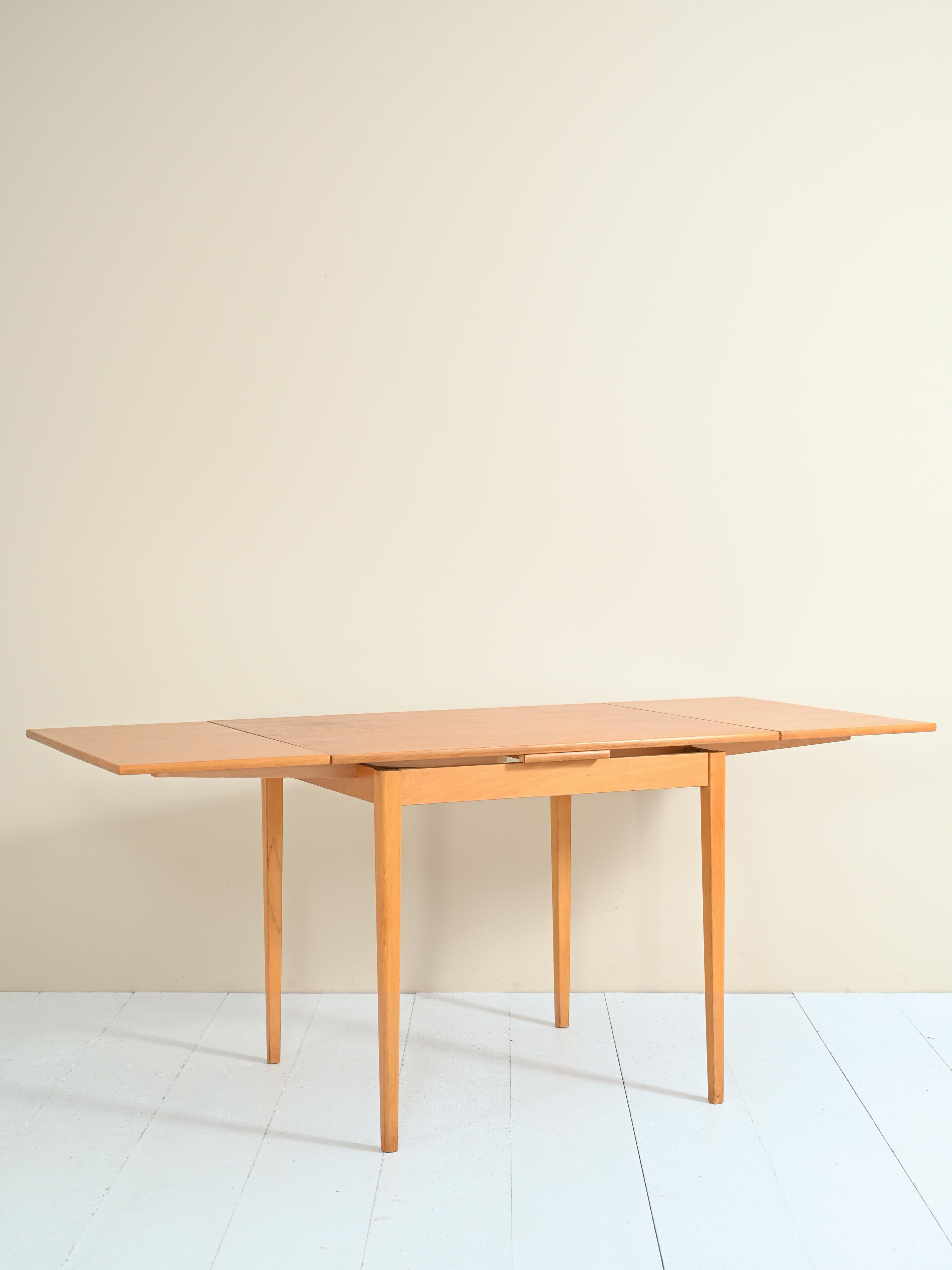 Scandinavian Modern Swedish Vintage Extendable Teak Wood Table