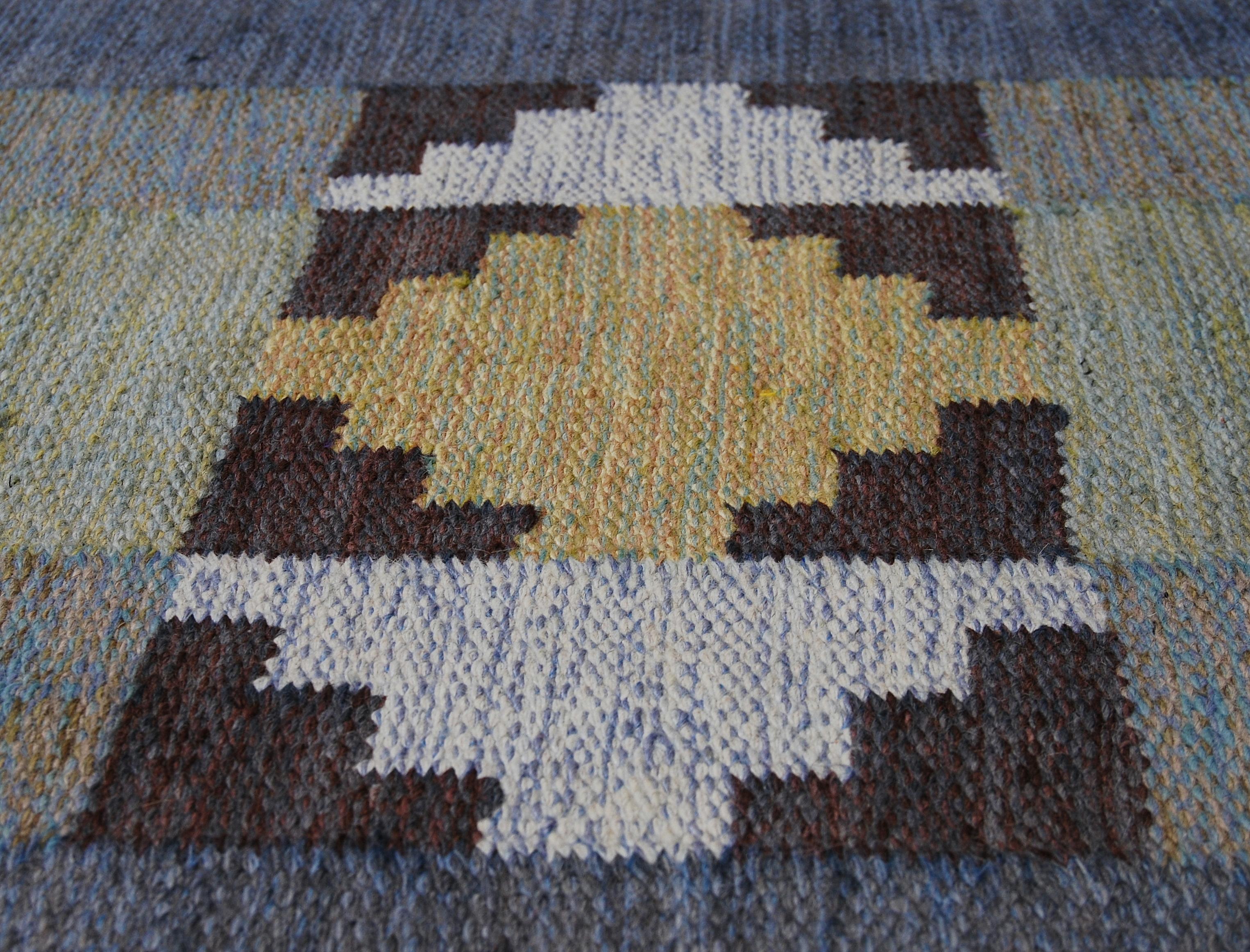 Swedish Vintage Flat-Weave Rölakan Carpet by Kerstin Persson In Good Condition In Stockholm, SE