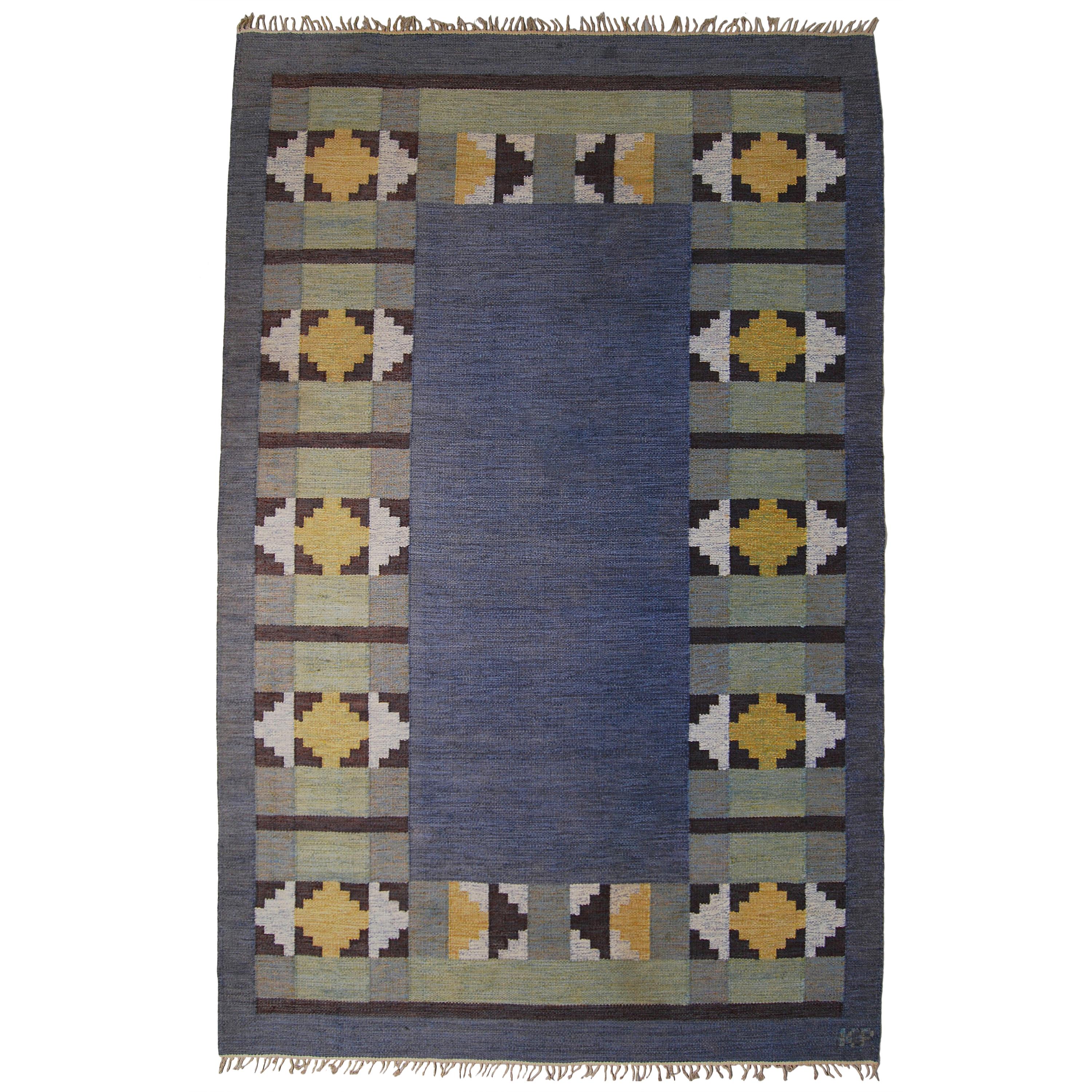 Swedish Vintage Flat-Weave Rölakan Carpet by Kerstin Persson