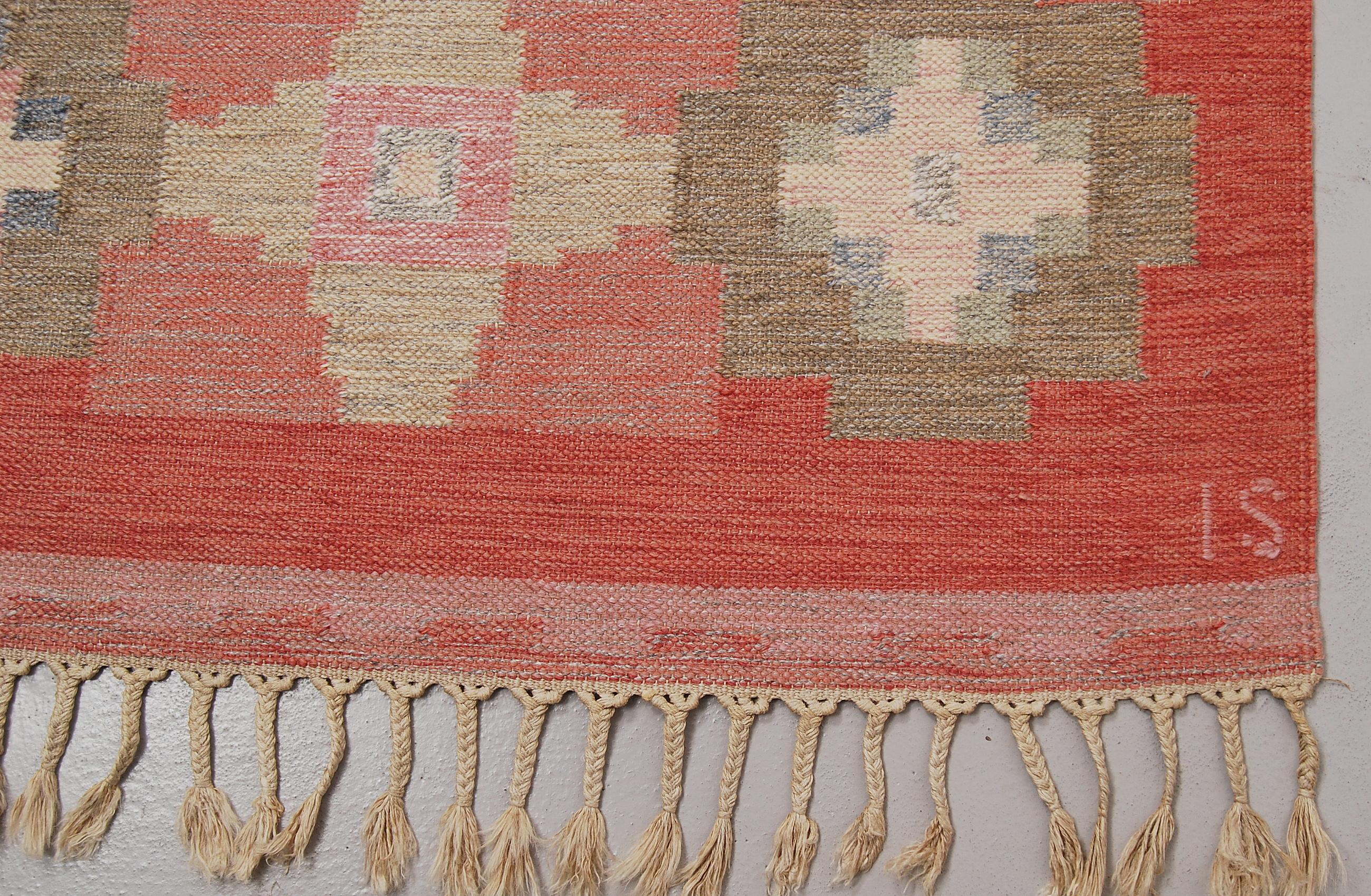a swedish flat weave carpet signed erik lundberg 245x168 cm