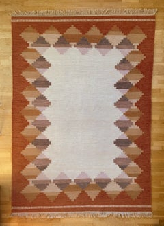 Swedish Vintage Flat-Weave Rölakan Kelim Carpet Rubin by Strehög