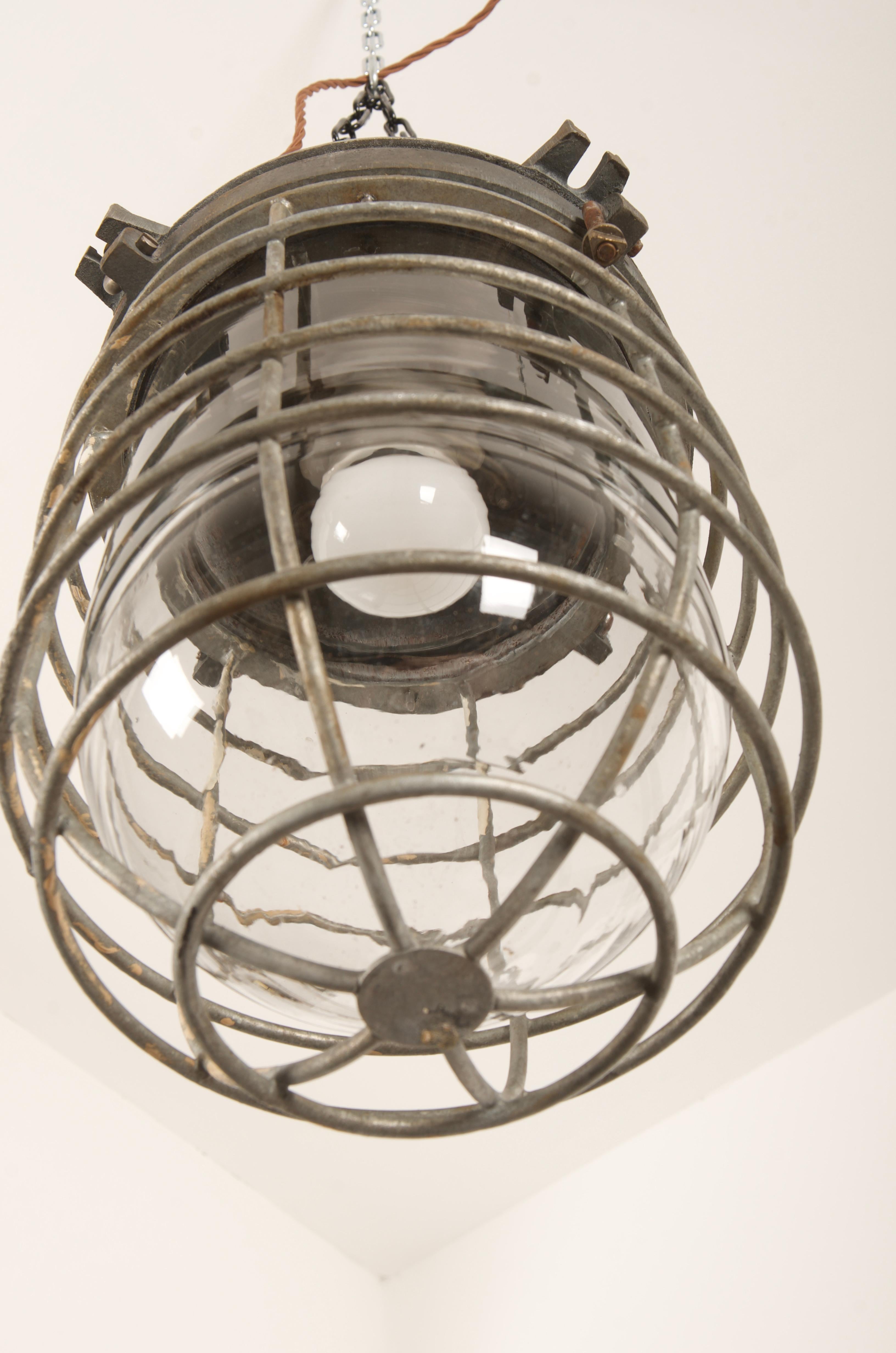 Swedish Vintage Large Factory Industrial Lamp For Sale 1