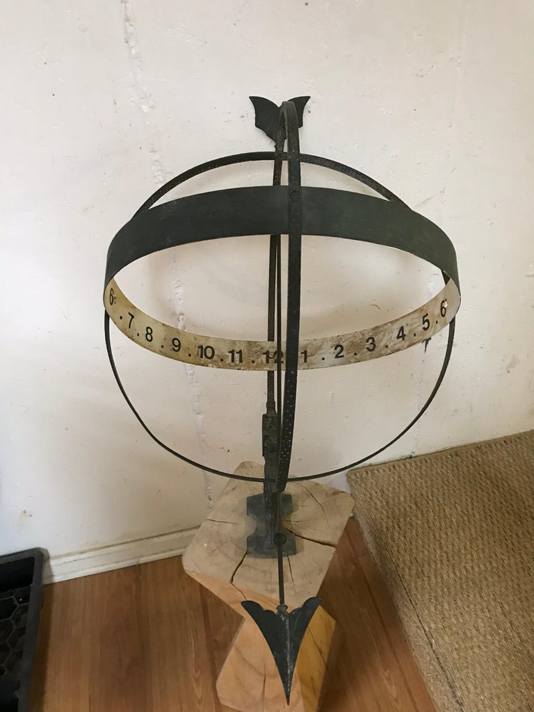 Swedish Vintage Large Metal Armillary Sundial For Sale at 1stDibs
