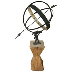 Grand Sundial suédois vintage en métal Armillary