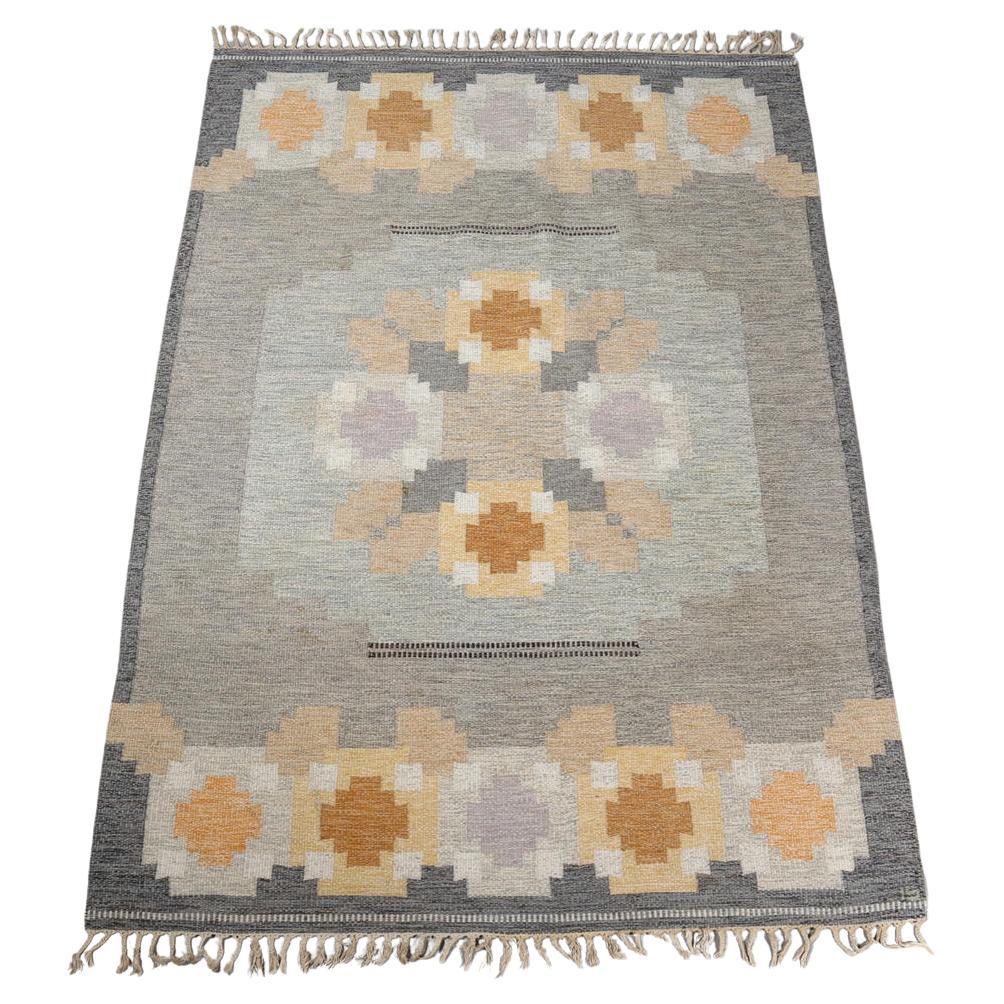 Swedish Vintage Mid-Century Flat-Weave Rug signed by Ingegerd Silow  For Sale